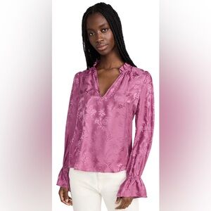 PAIGE Laurin Blouse Dusty Plum‎ Pink 100% Silk Size XL $279 MSRP